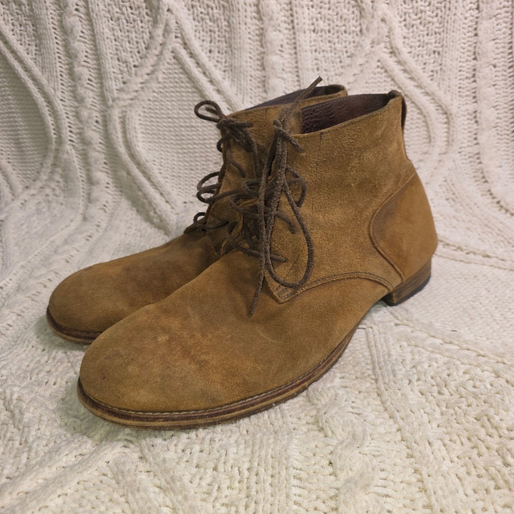 Peter Nappi Lace Up Chukka Boots Tan Suede Italian Leather Made in Italy Mens 45